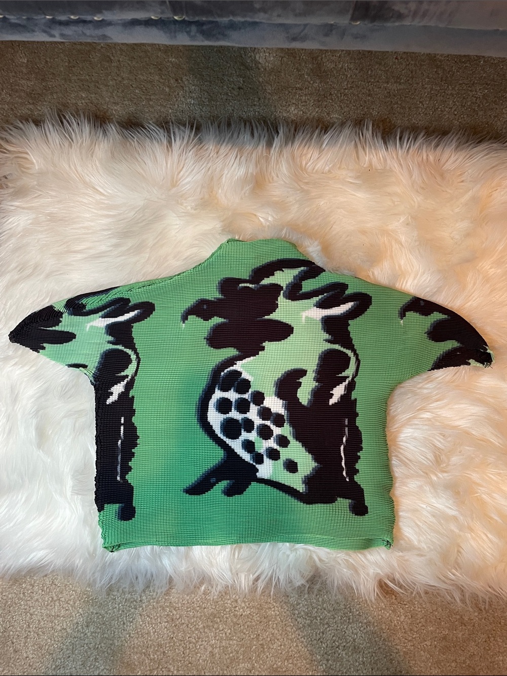Textured print polyester-spandex top